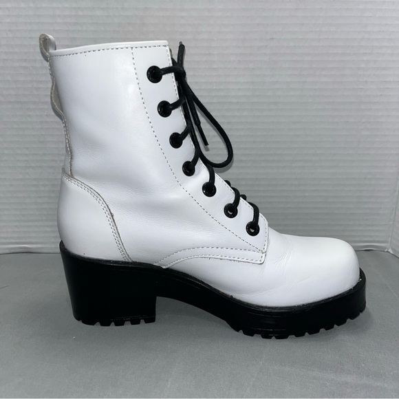 ROC Womens Chisel White Leather Lace Up Ankle Platform Booties Size US 7.5/EU 38 - Picture 3 of 11